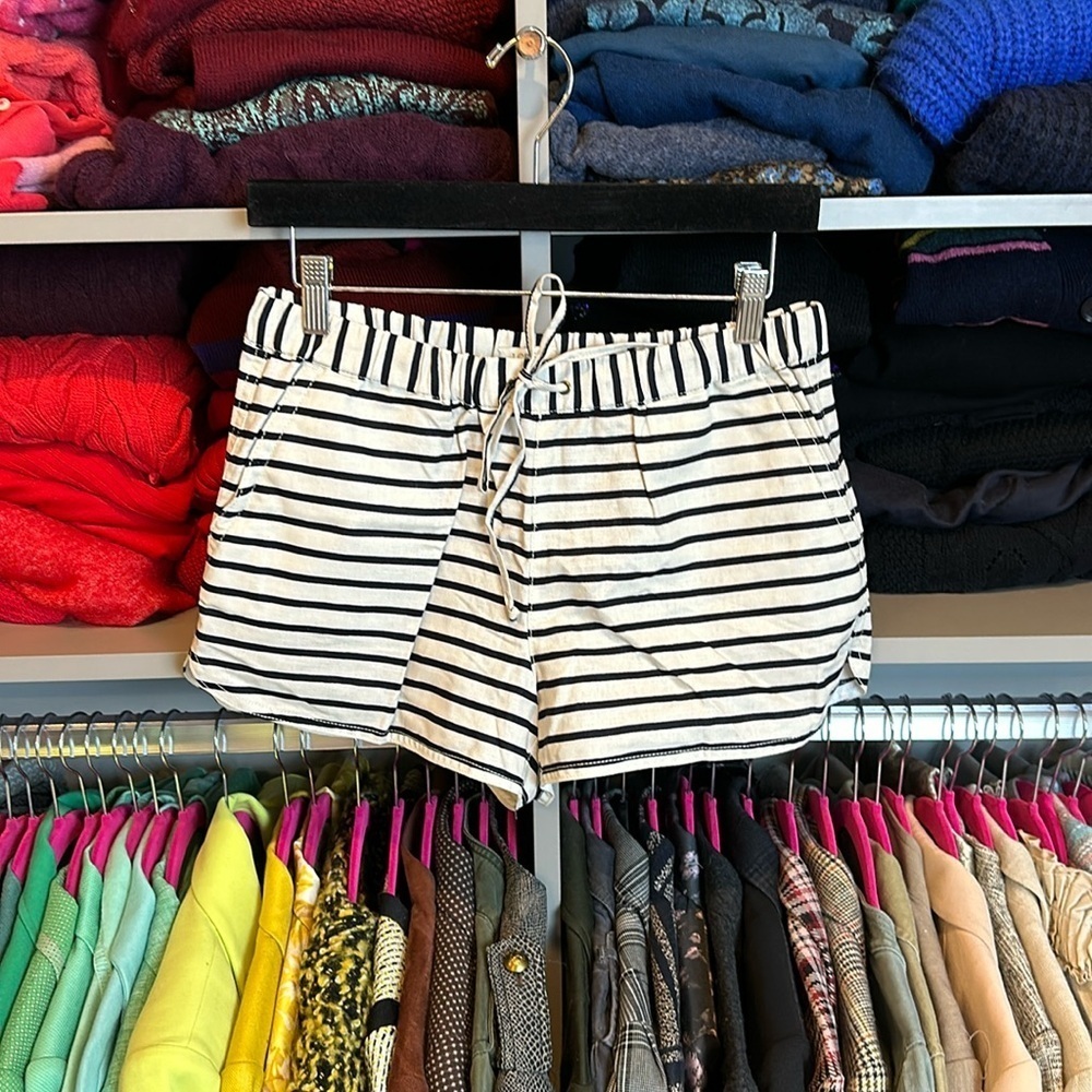 J Crew white and black striped shorts size XS NWT